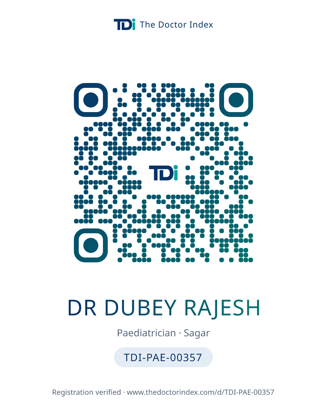 QR card for Dr Dubey Rajesh, TDI-PAE-00357