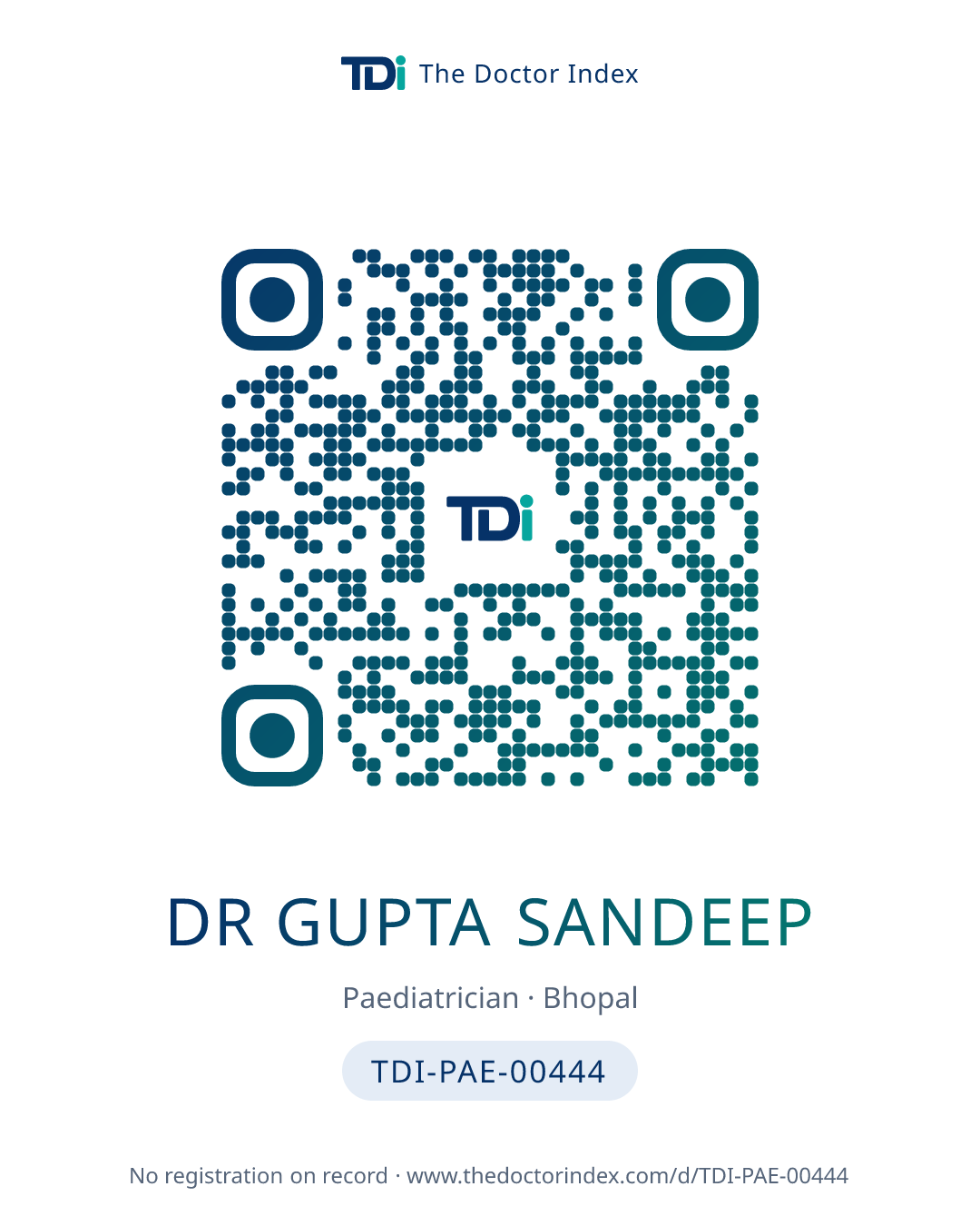 QR card for Dr Gupta Sandeep, TDI-PAE-00444