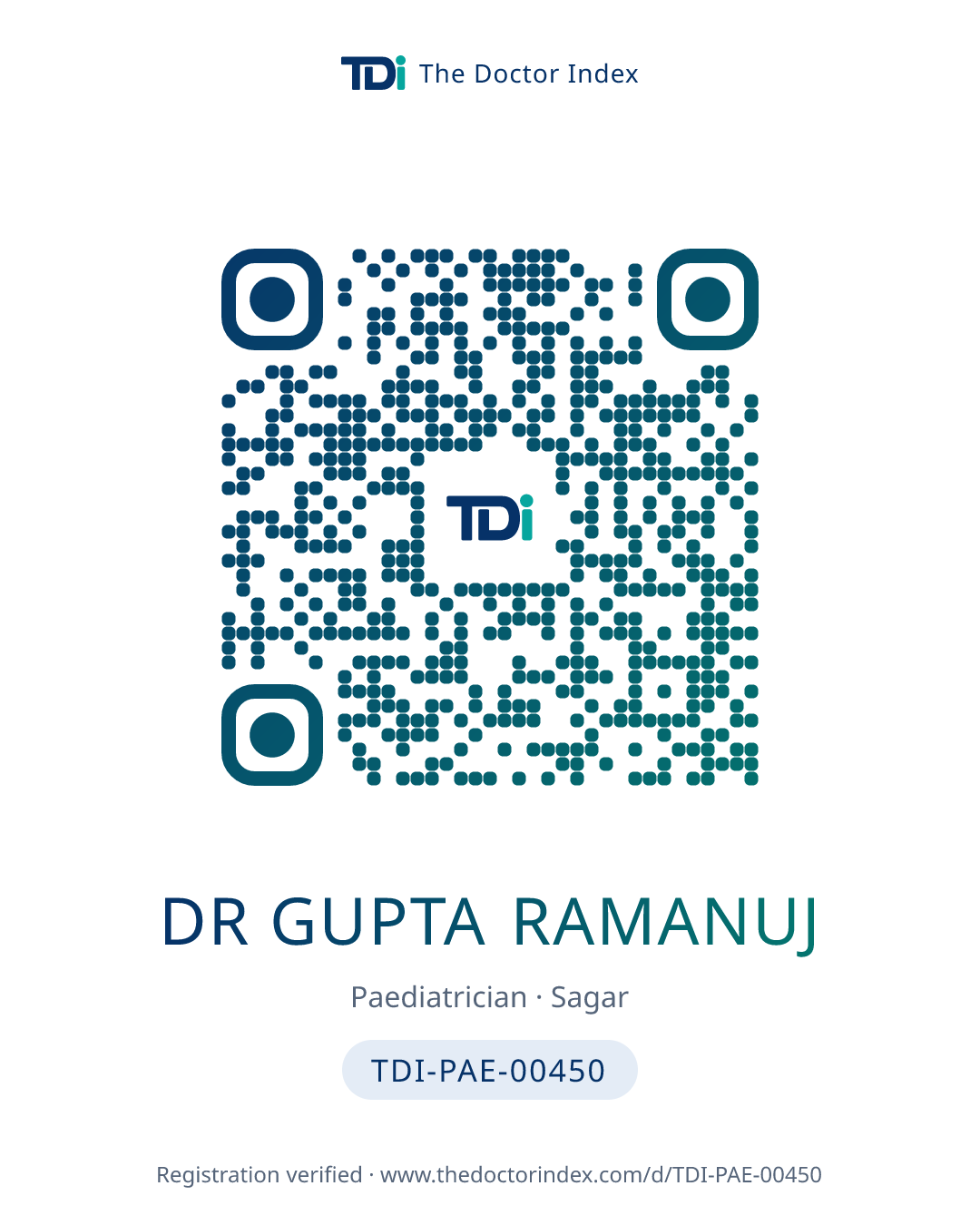 QR card for Dr Gupta Ramanuj, TDI-PAE-00450
