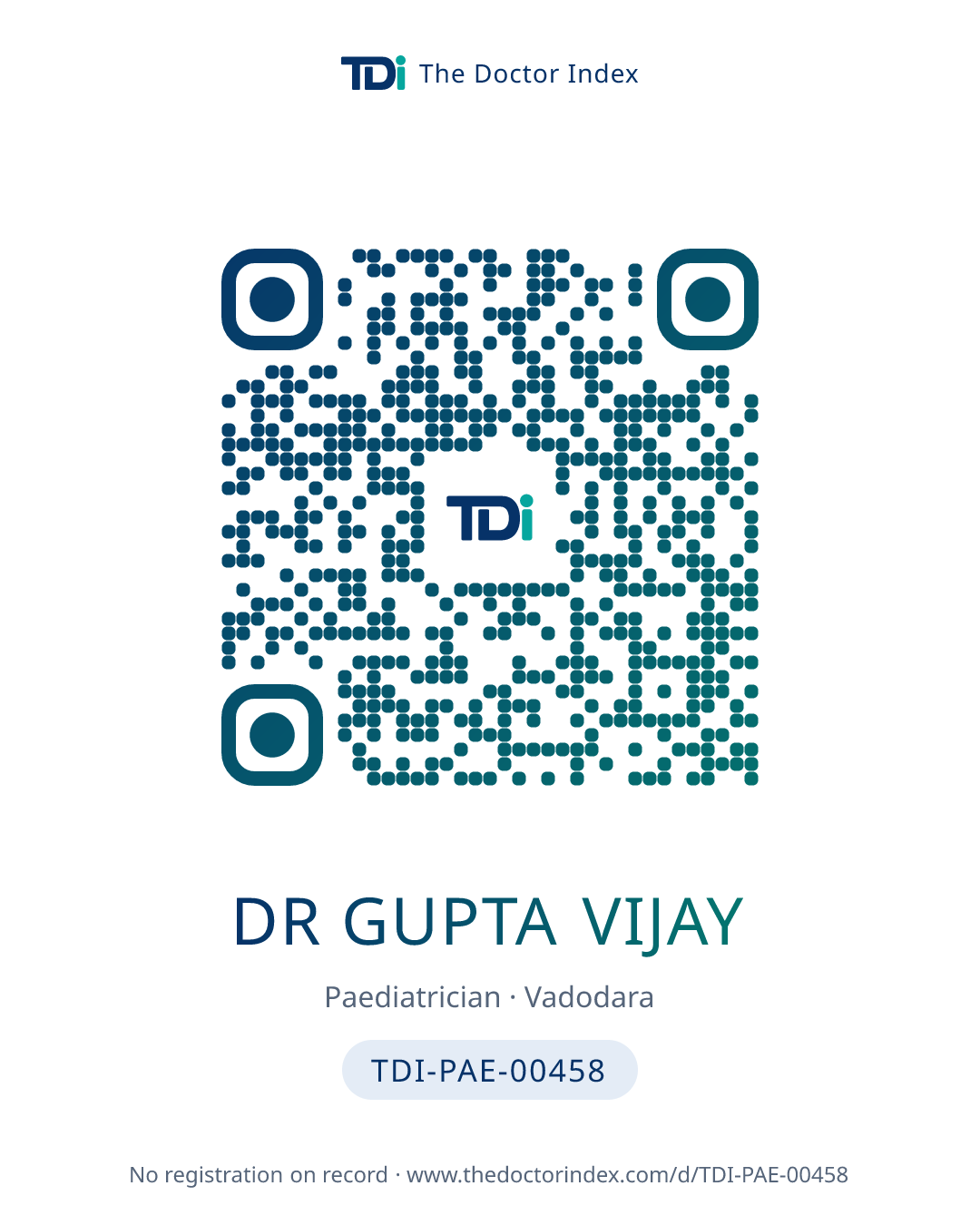 QR card for Dr Gupta Vijay, TDI-PAE-00458