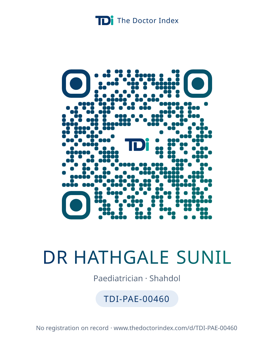 QR card for Dr Hathgale Sunil, TDI-PAE-00460