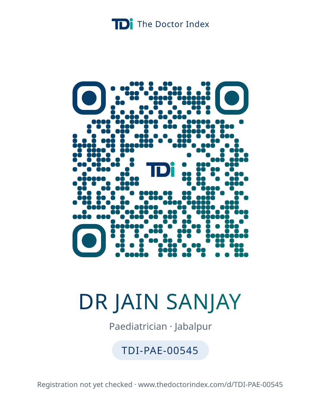 QR card for Dr Jain Sanjay, TDI-PAE-00545