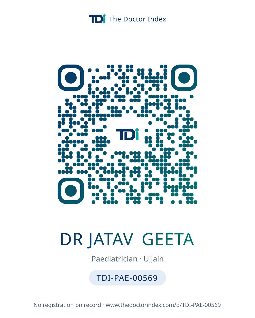 QR card for Dr Jatav Geeta, TDI-PAE-00569