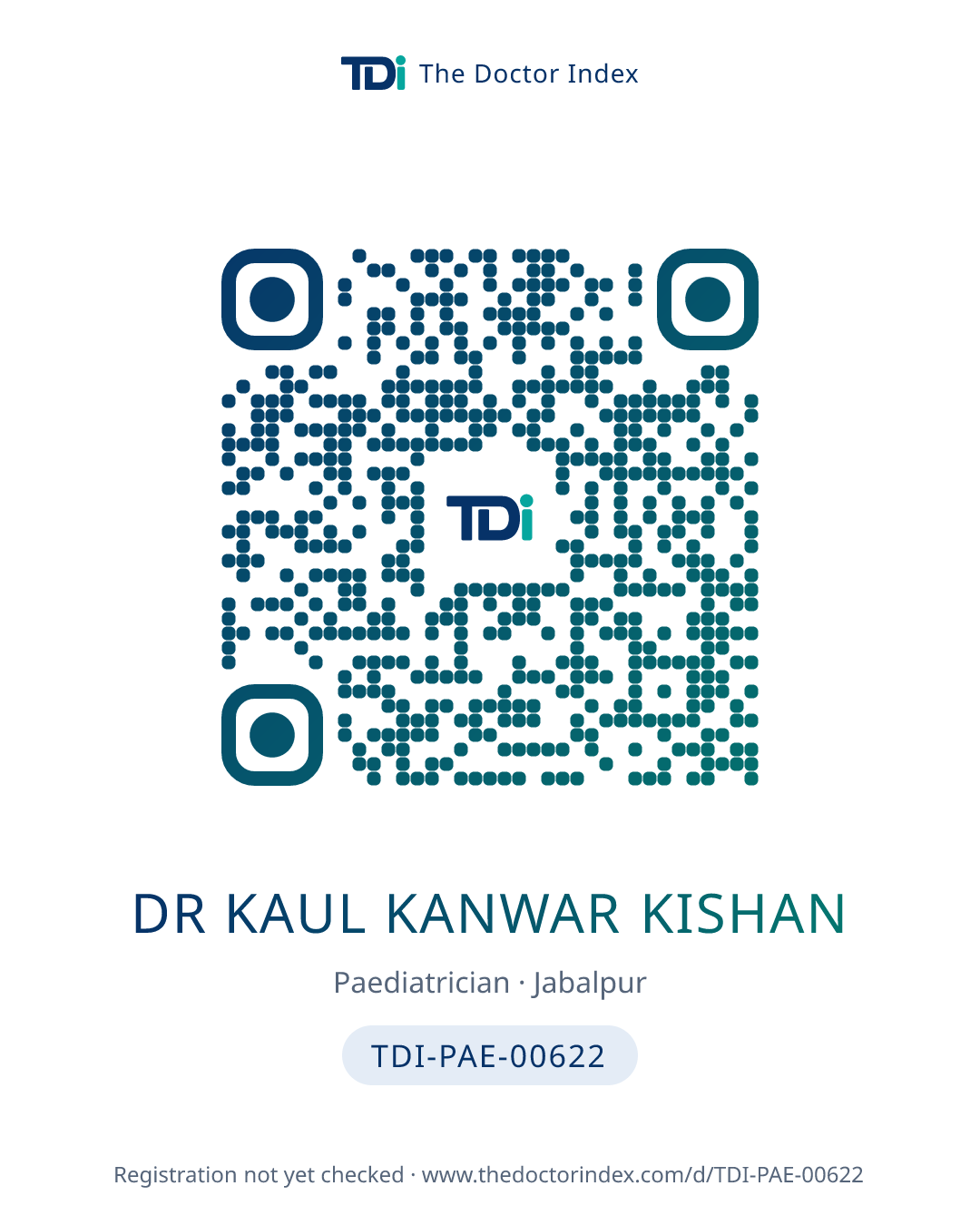 QR card for Dr Kaul Kanwar Kishan, TDI-PAE-00622