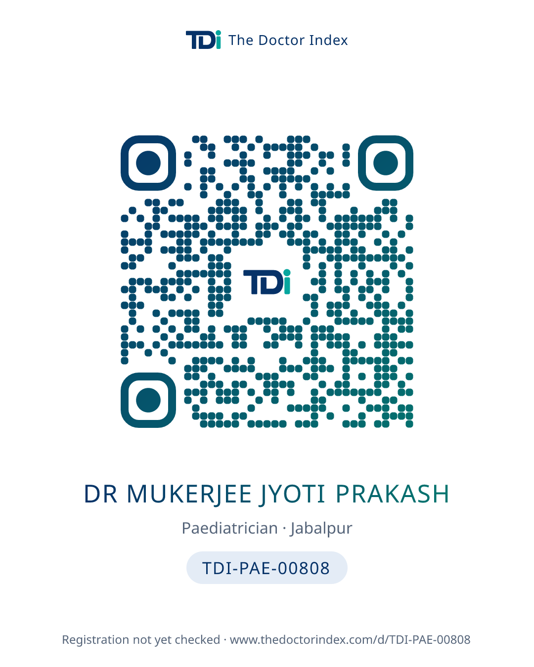 QR card for Dr Mukerjee Jyoti Prakash, TDI-PAE-00808
