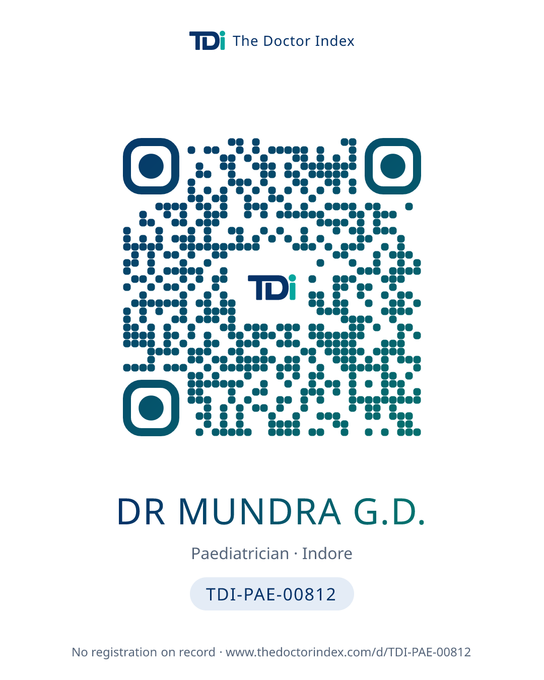 QR card for Dr Mundra G.D., TDI-PAE-00812