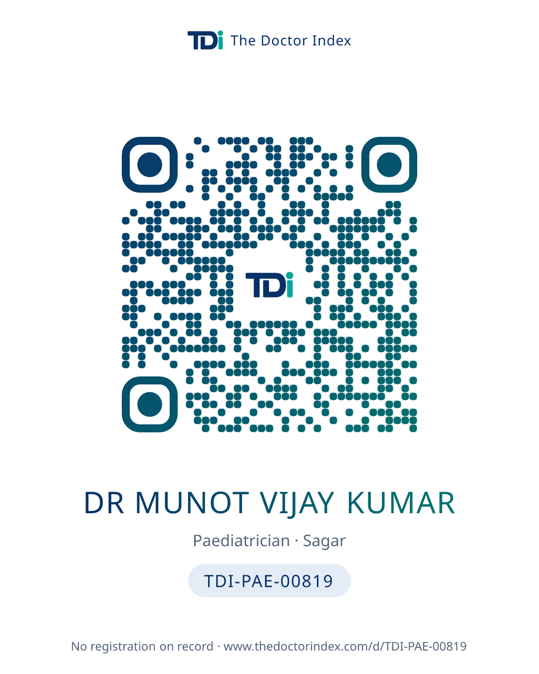 QR card for Dr Munot Vijay Kumar, TDI-PAE-00819