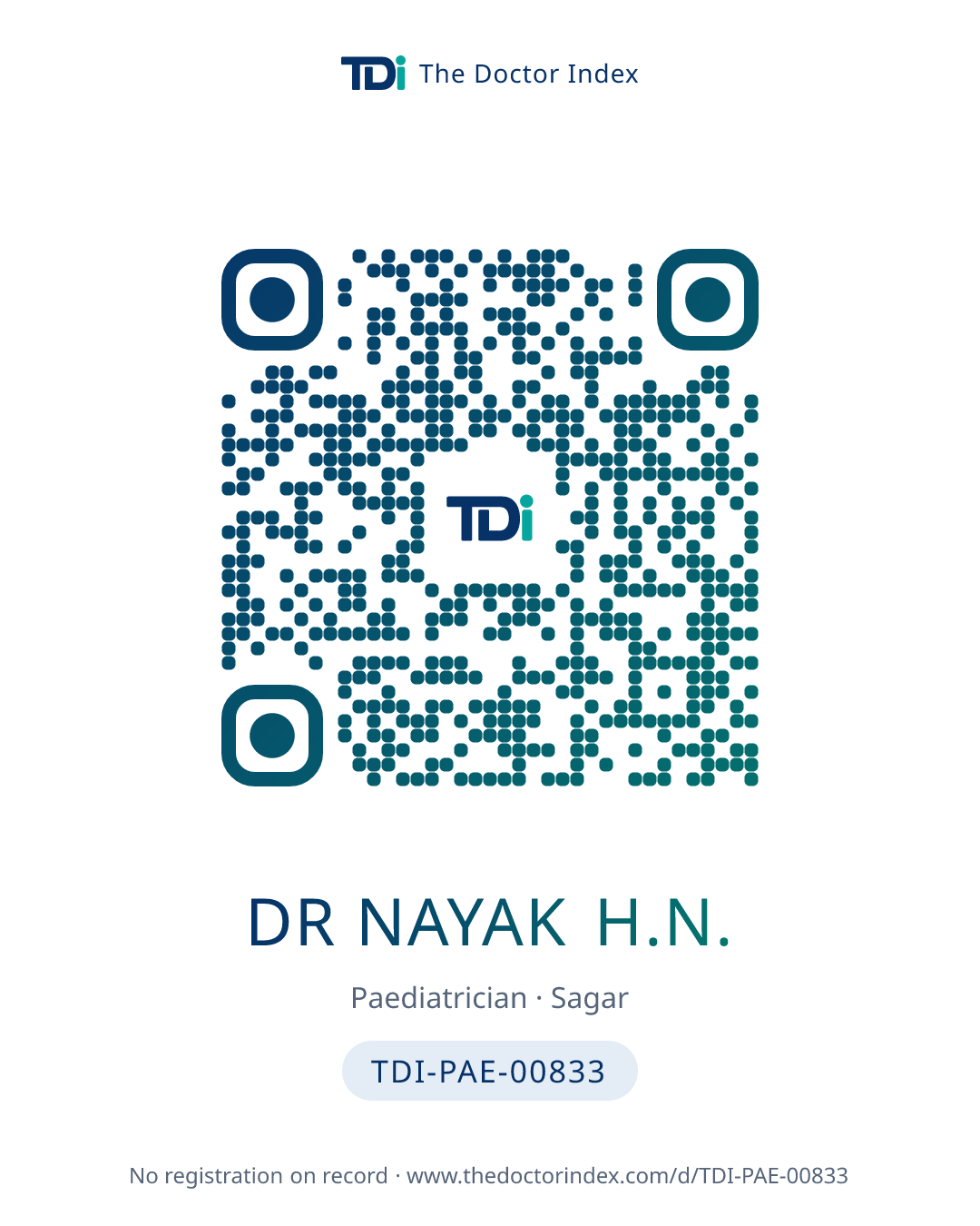 QR card for Dr Nayak H.N., TDI-PAE-00833