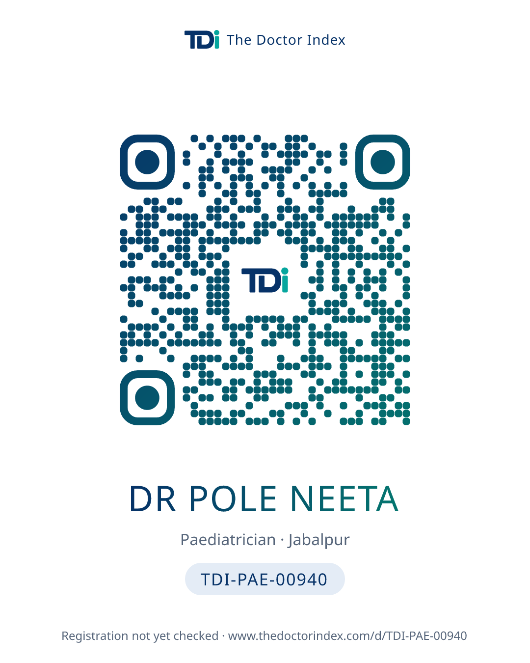 QR card for Dr Pole Neeta, TDI-PAE-00940