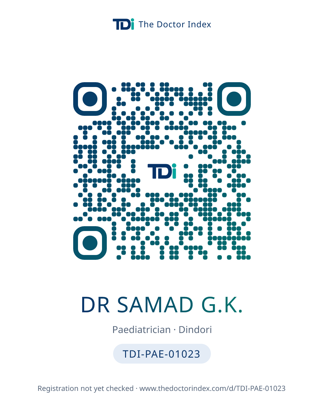 QR card for Dr Samad G.K., TDI-PAE-01023