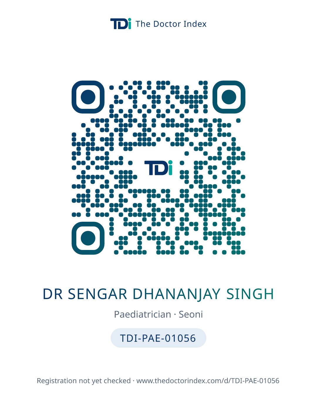 QR card for Dr Sengar Dhananjay Singh, TDI-PAE-01056