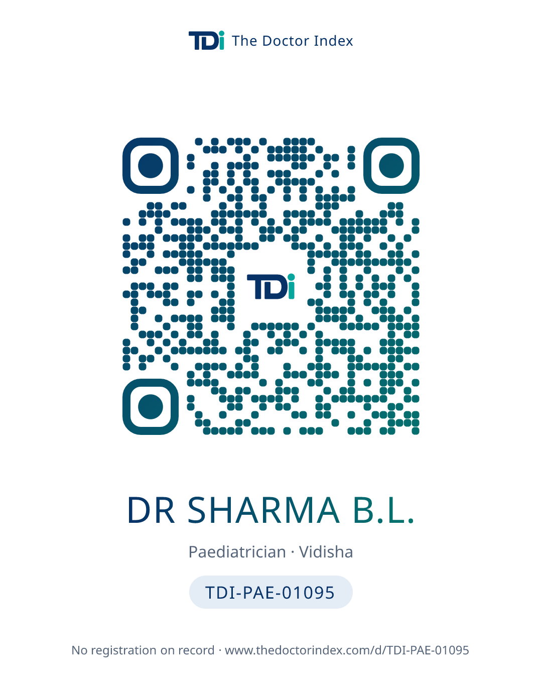 QR card for Dr Sharma B.L., TDI-PAE-01095
