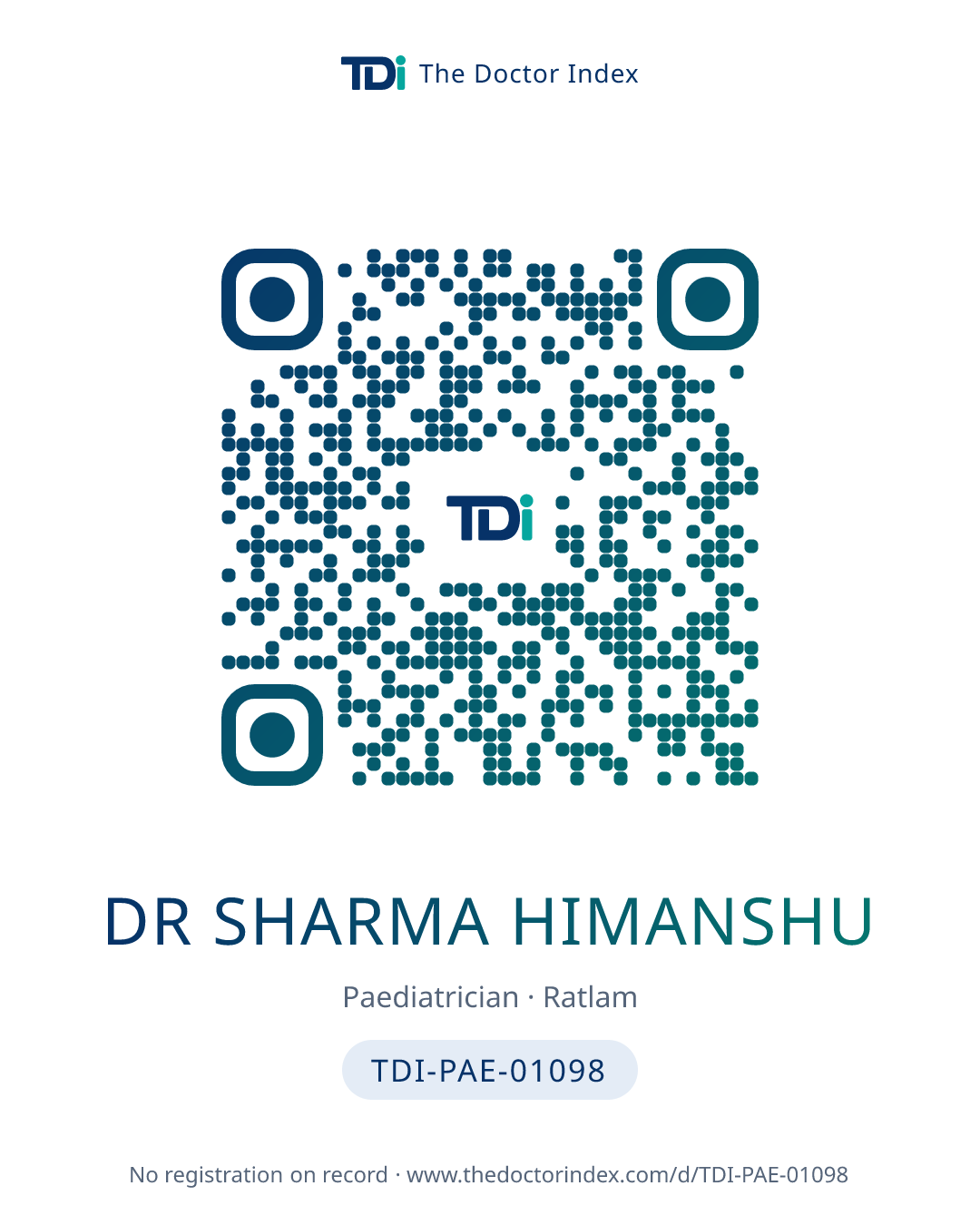 QR card for Dr Sharma Himanshu, TDI-PAE-01098