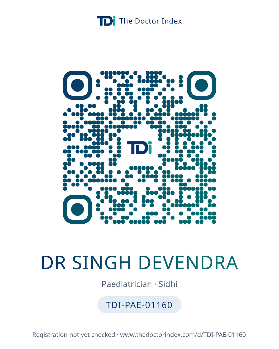 QR card for Dr Singh Devendra, TDI-PAE-01160