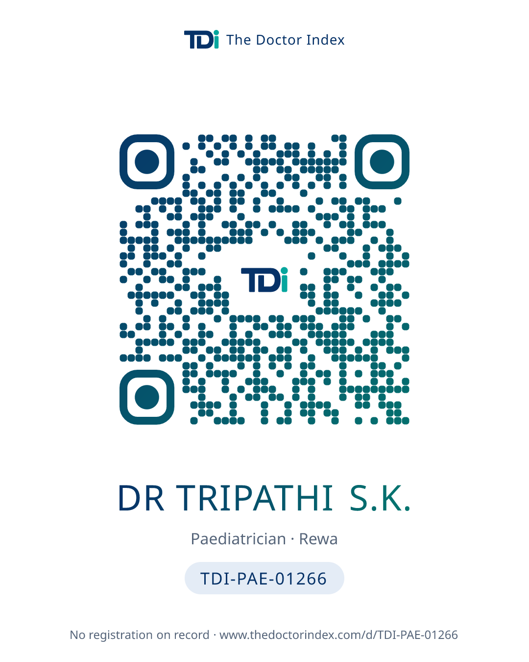 QR card for Dr Tripathi S.K., TDI-PAE-01266