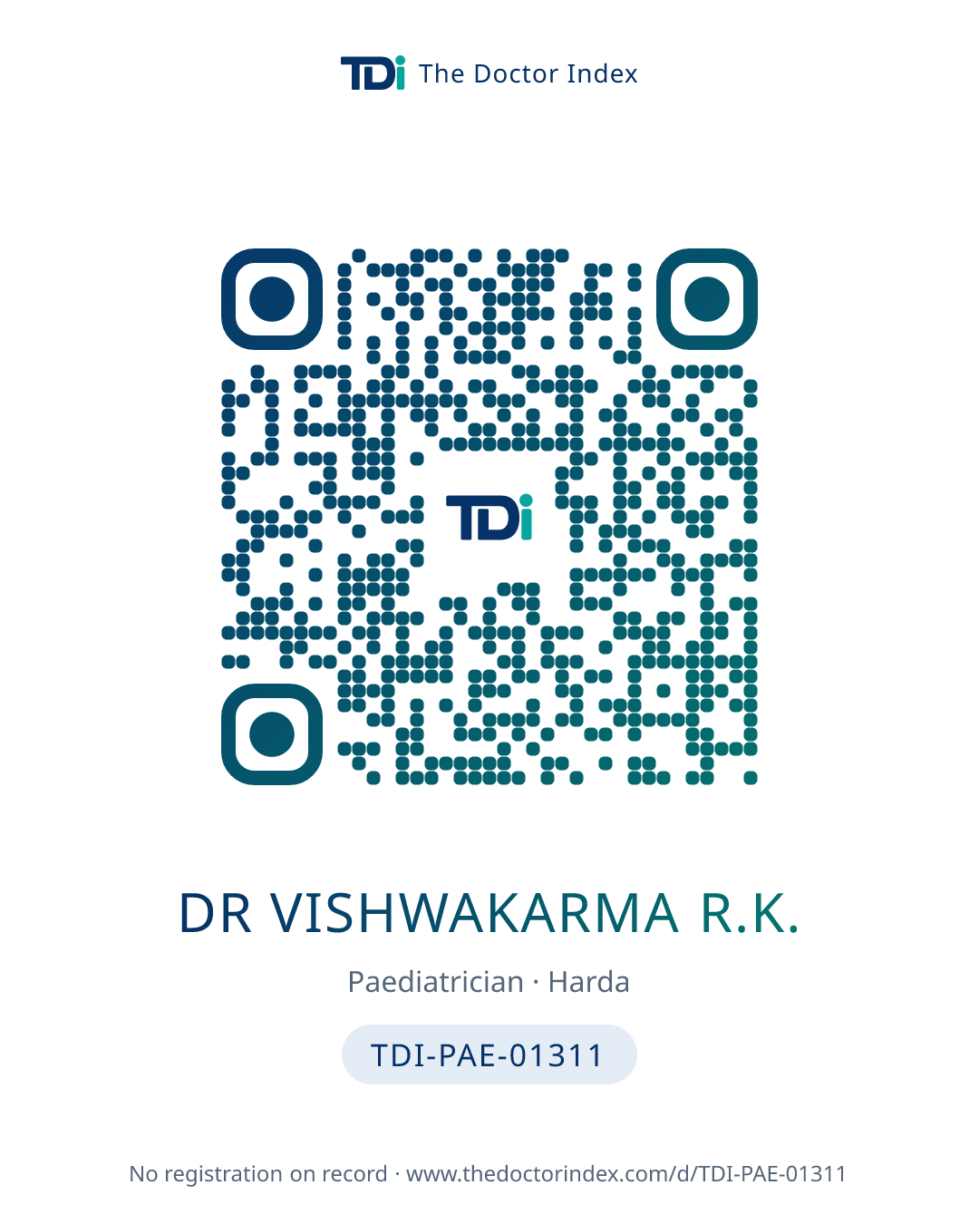 QR card for Dr Vishwakarma R.K., TDI-PAE-01311