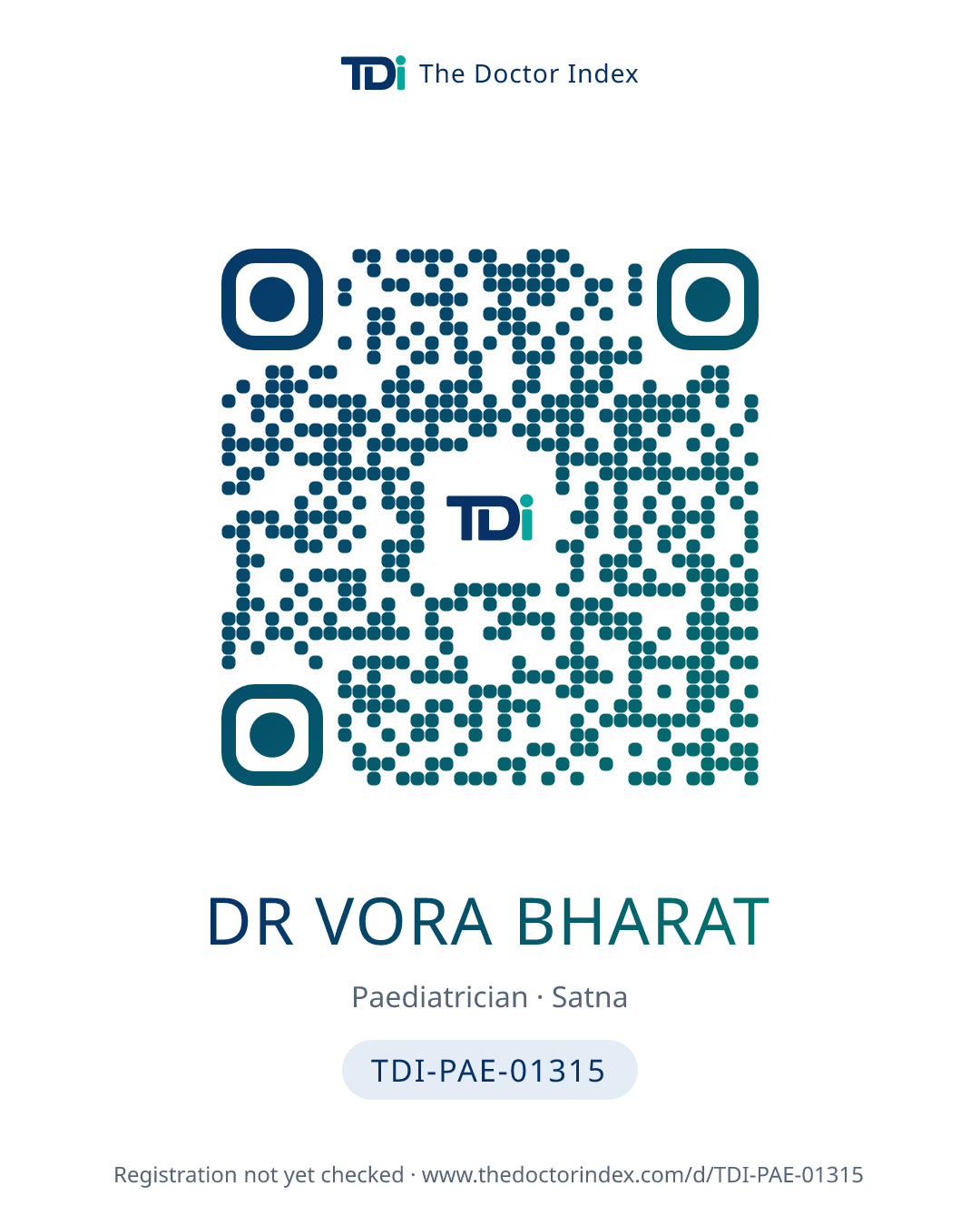 QR card for Dr Vora Bharat, TDI-PAE-01315