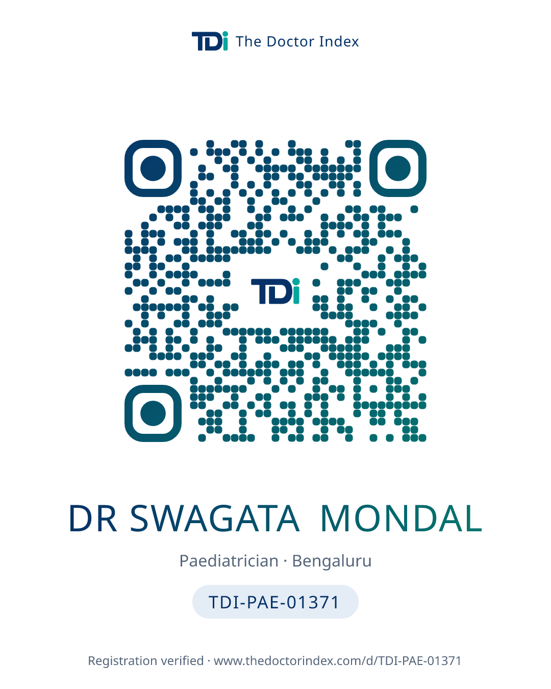 QR card for Dr Swagata Mondal, TDI-PAE-01371
