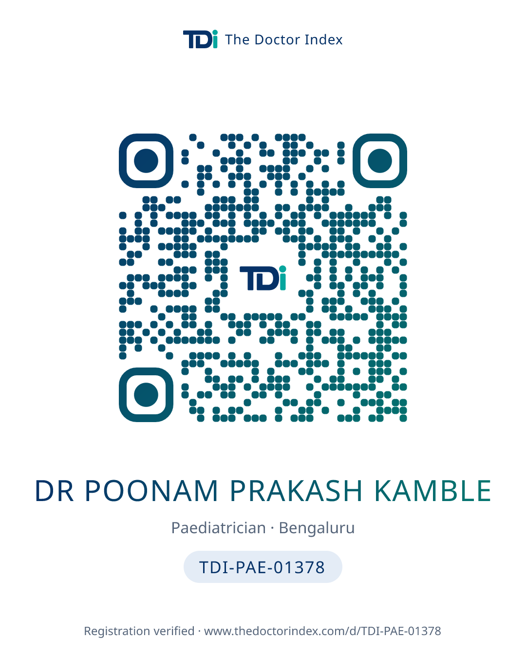 QR card for Dr Poonam Prakash Kamble, TDI-PAE-01378