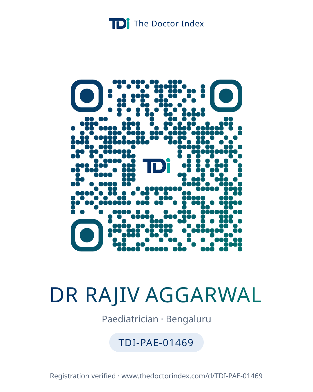 QR card for Dr Rajiv Aggarwal, TDI-PAE-01469