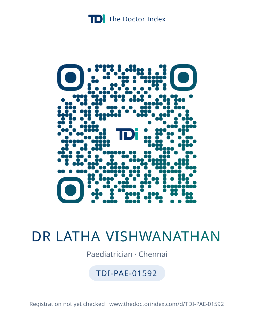 QR card for Dr Latha Vishwanathan, TDI-PAE-01592