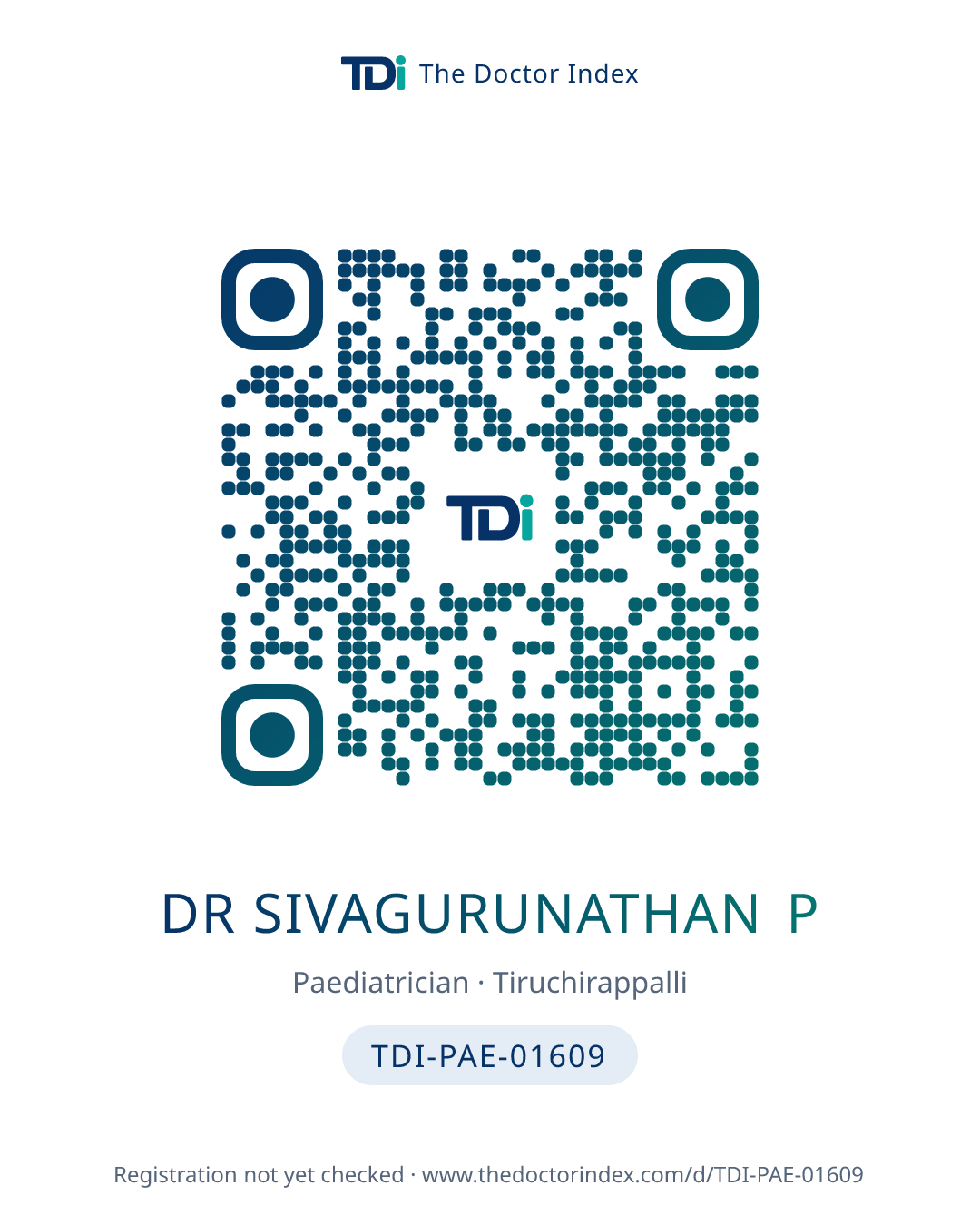 QR card for Dr Sivagurunathan P, TDI-PAE-01609