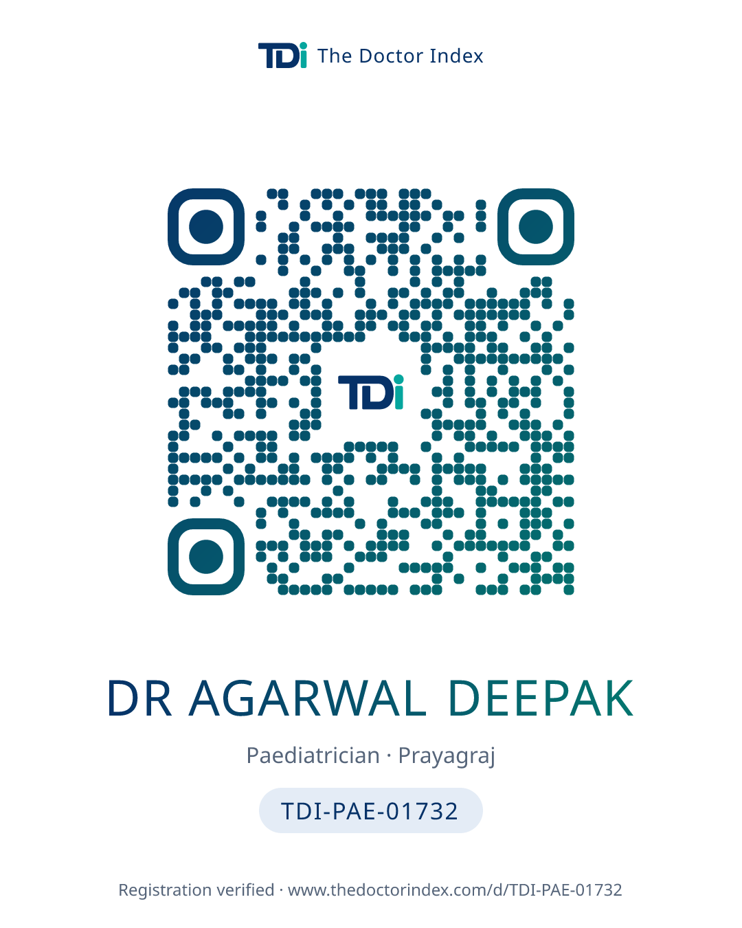 QR card for Dr Agarwal Deepak, TDI-PAE-01732
