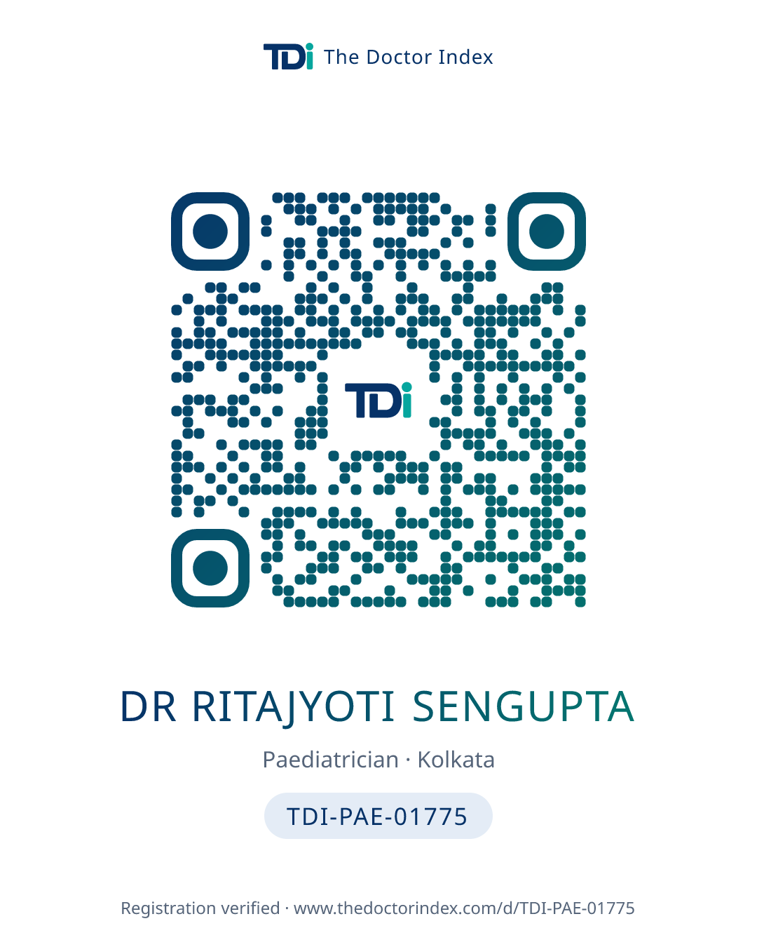QR card for Dr Ritajyoti Sengupta, TDI-PAE-01775