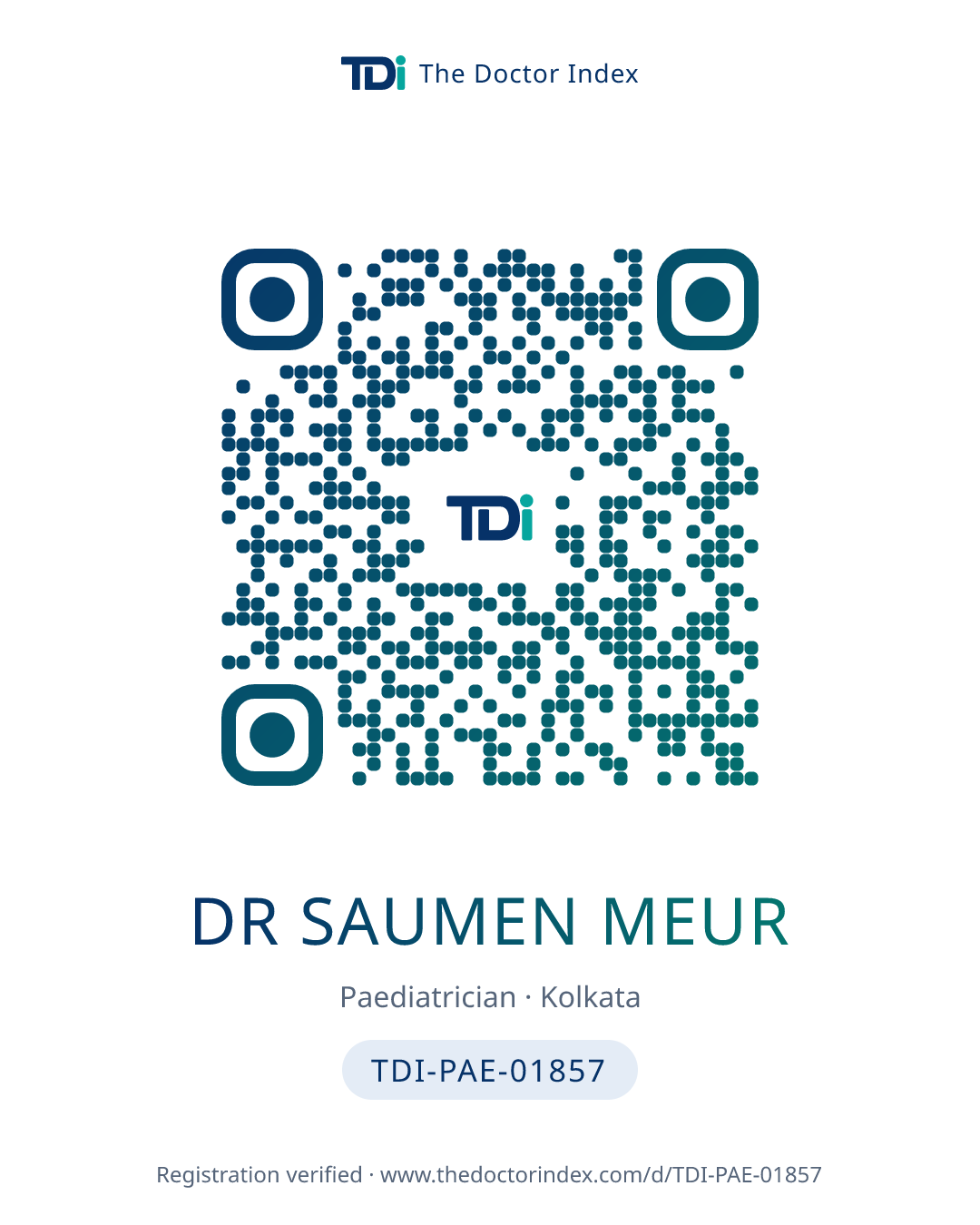 QR card for Dr Saumen Meur, TDI-PAE-01857