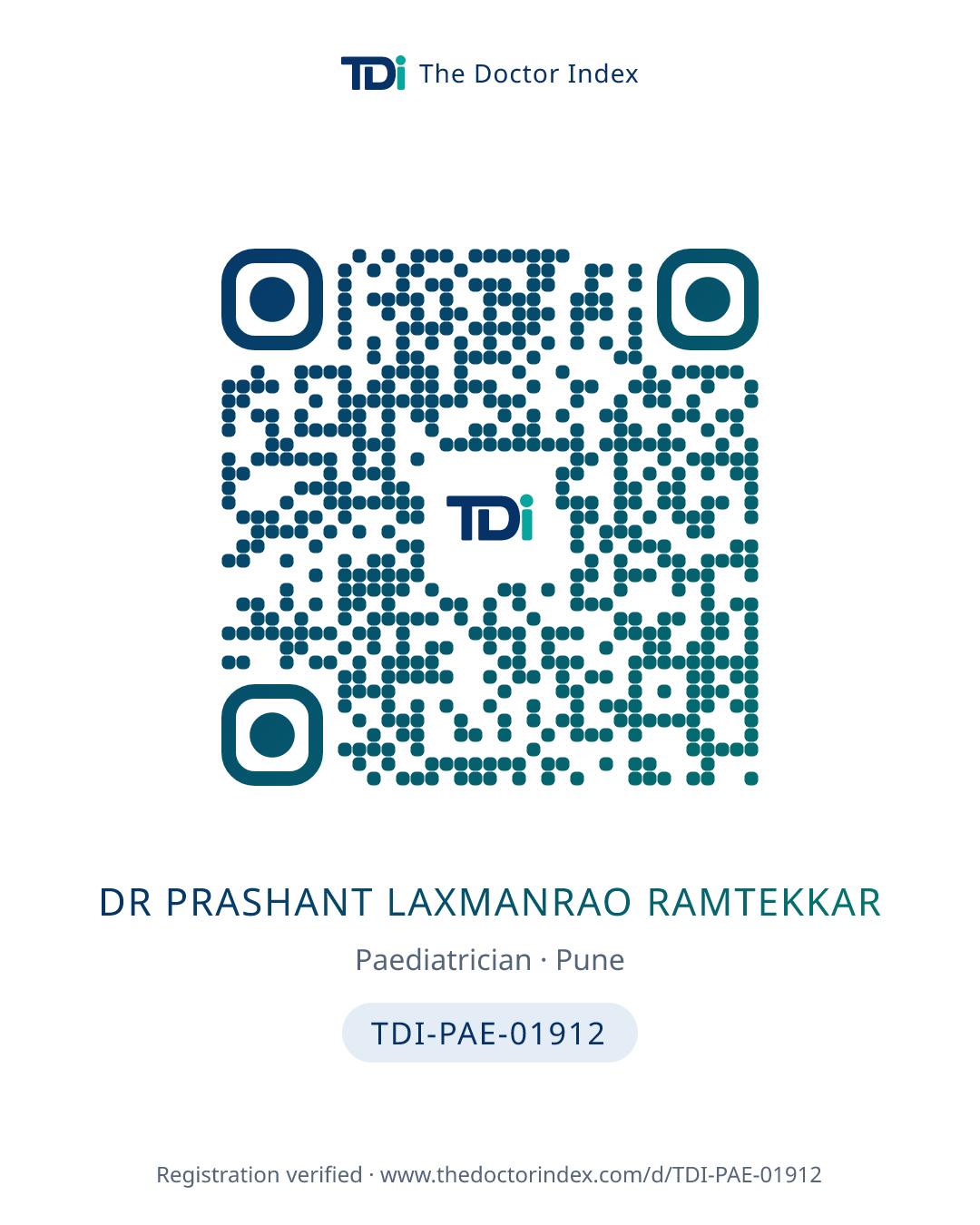 QR card for Dr Prashant Laxmanrao Ramtekkar, TDI-PAE-01912