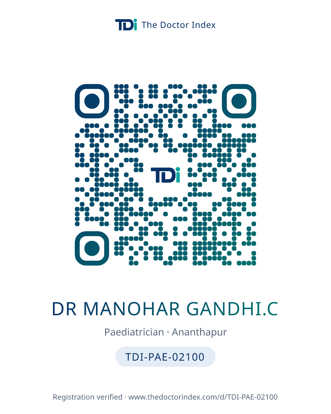 QR card for Dr Manohar Gandhi.C, TDI-PAE-02100
