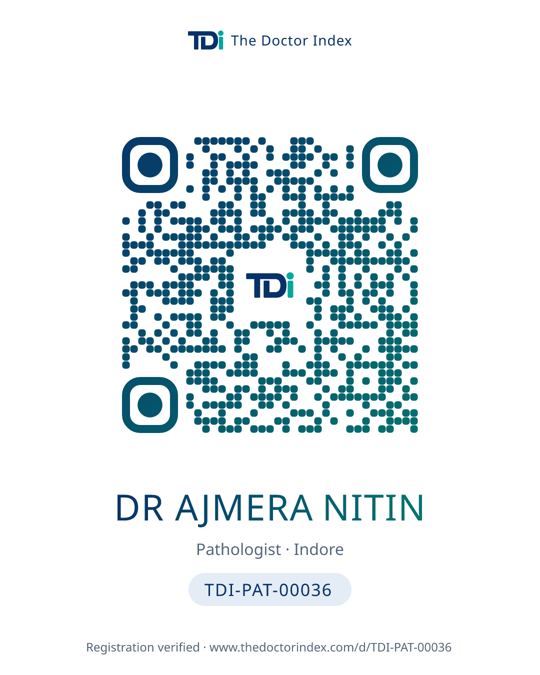 QR card for Dr Ajmera Nitin, TDI-PAT-00036