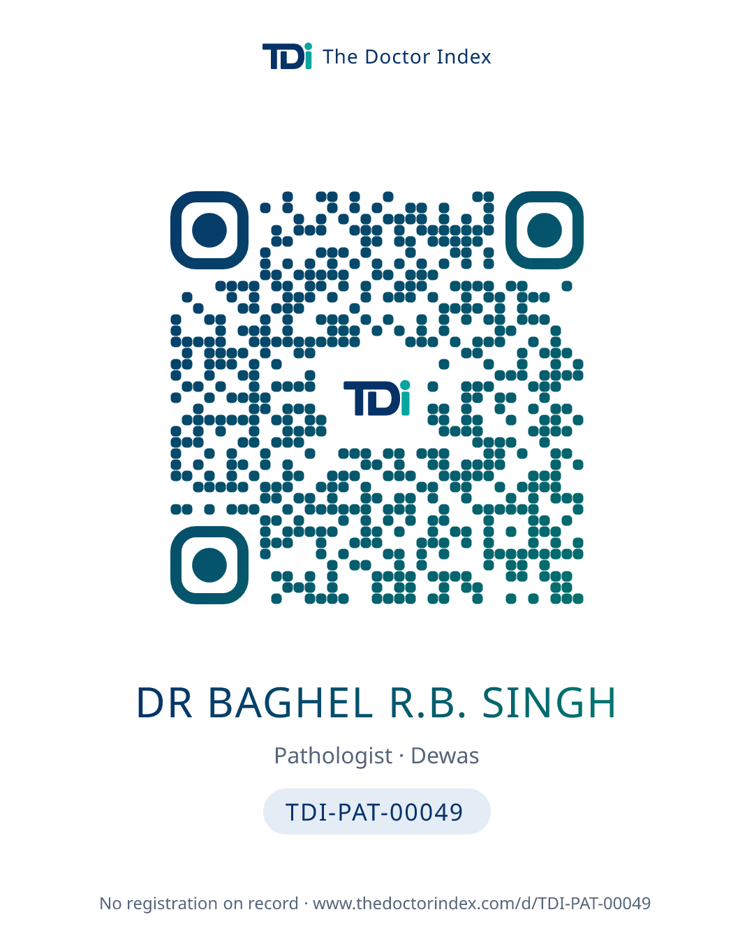 QR card for Dr Baghel R.B. Singh, TDI-PAT-00049