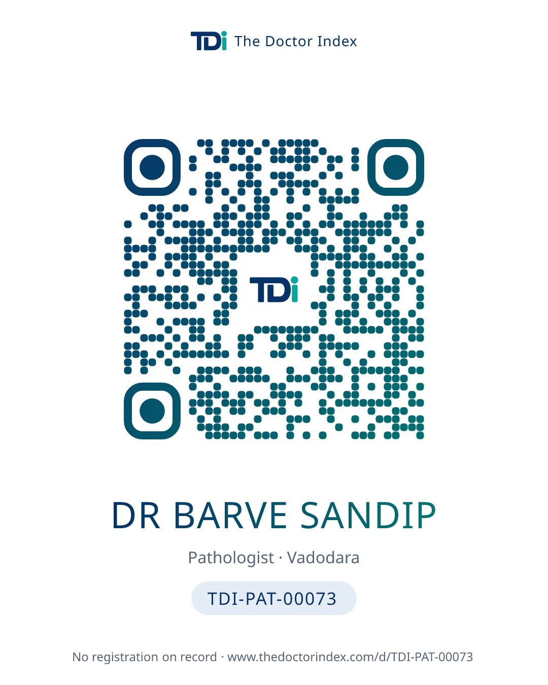 QR card for Dr Barve Sandip, TDI-PAT-00073
