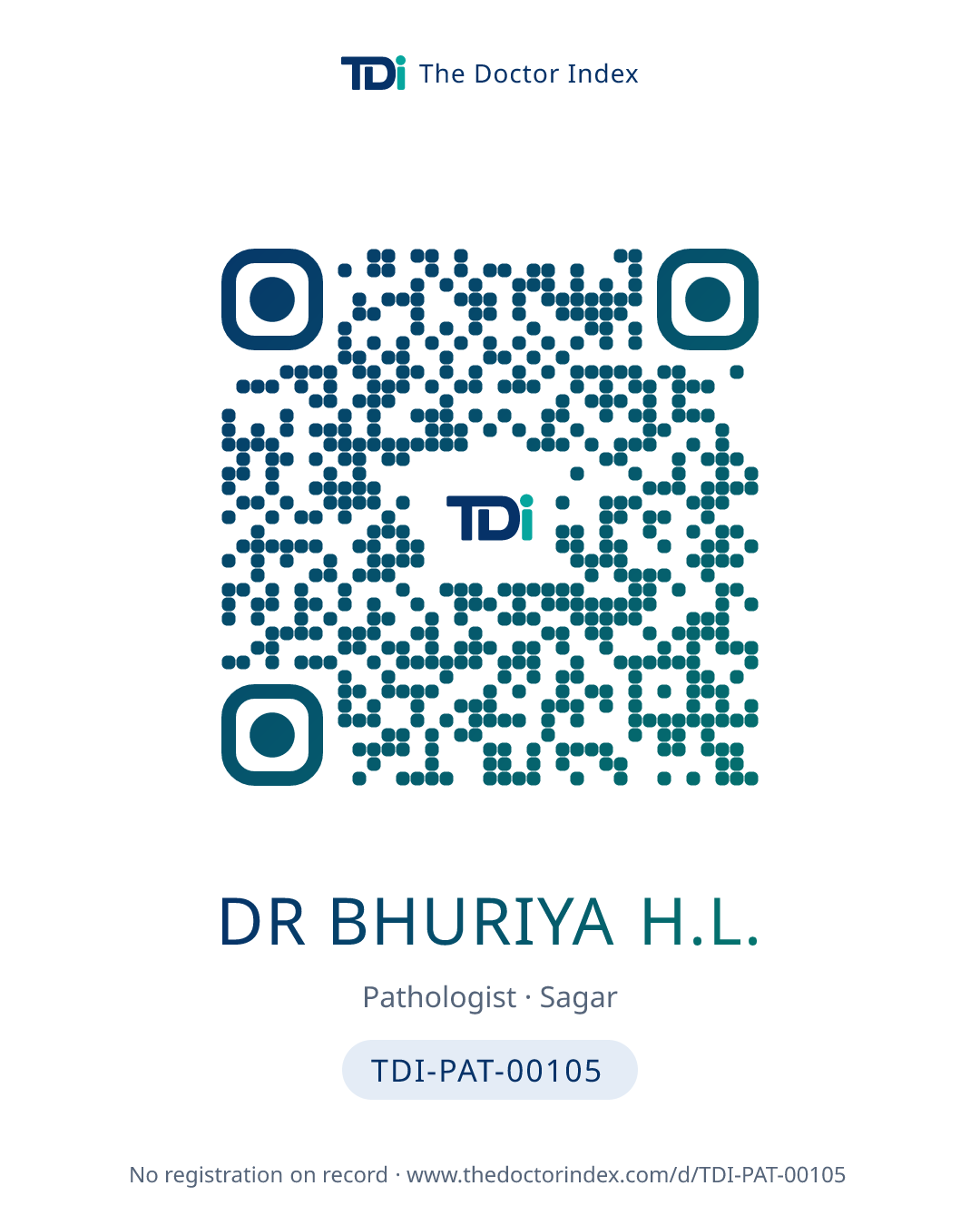 QR card for Dr Bhuriya H.L., TDI-PAT-00105