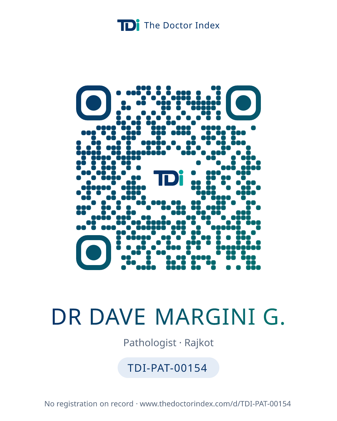 QR card for Dr Dave Margini G., TDI-PAT-00154