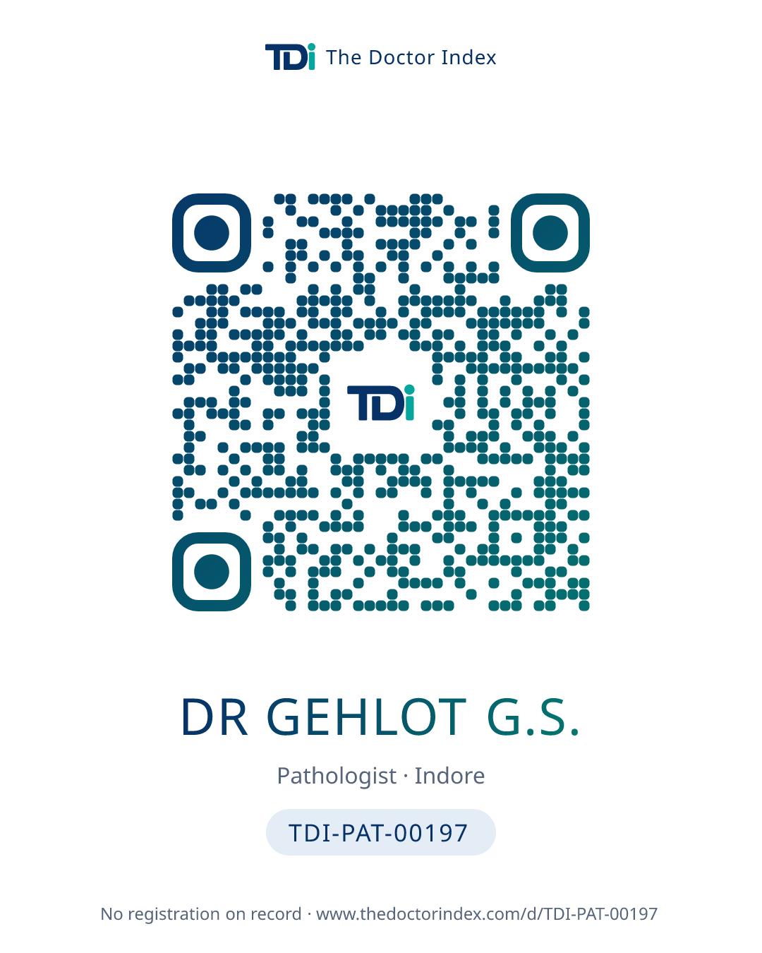 QR card for Dr Gehlot G.S., TDI-PAT-00197