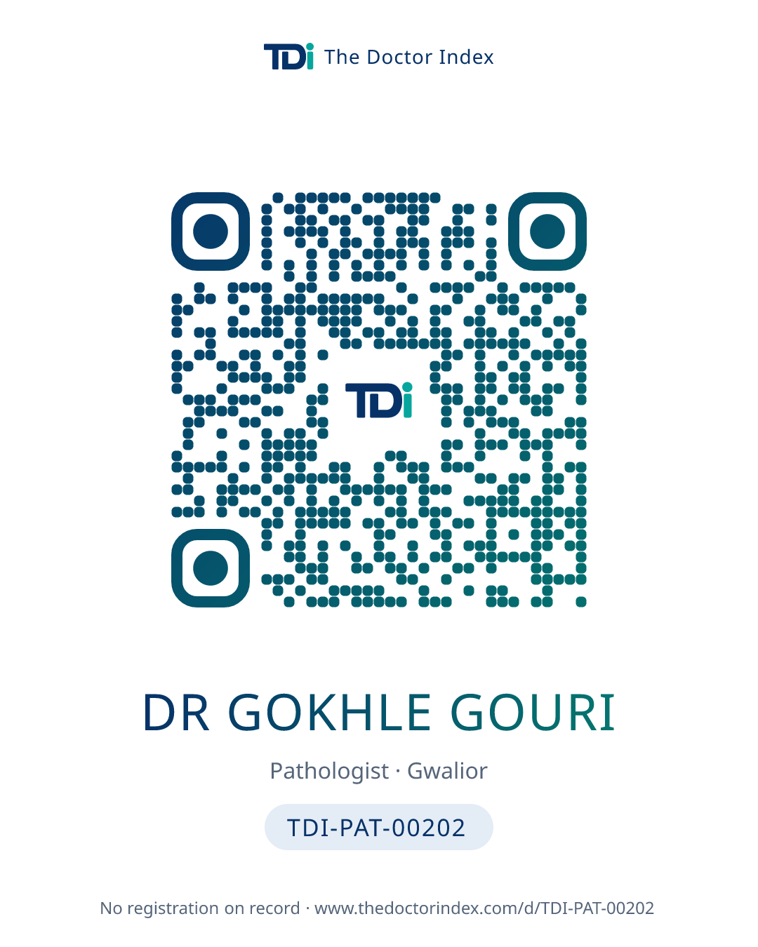 QR card for Dr Gokhle Gouri, TDI-PAT-00202