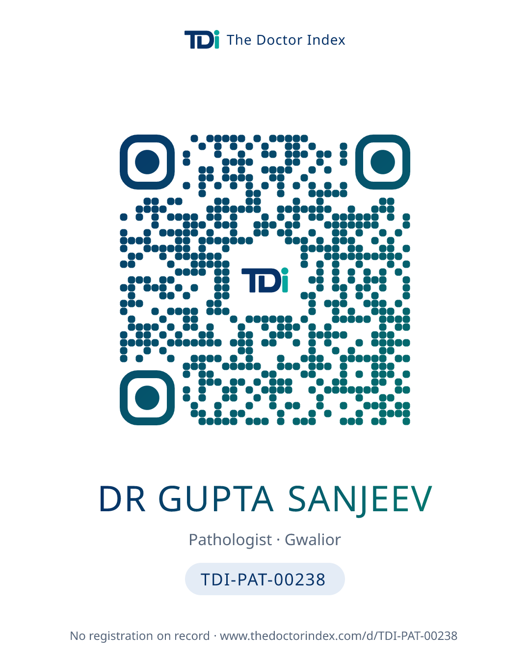 QR card for Dr Gupta Sanjeev, TDI-PAT-00238
