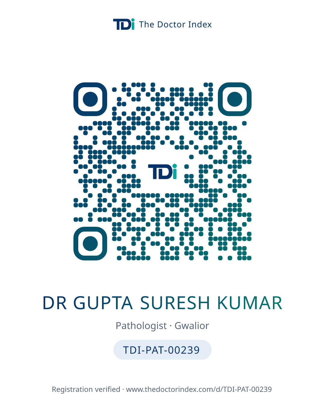 QR card for Dr Gupta Suresh Kumar, TDI-PAT-00239