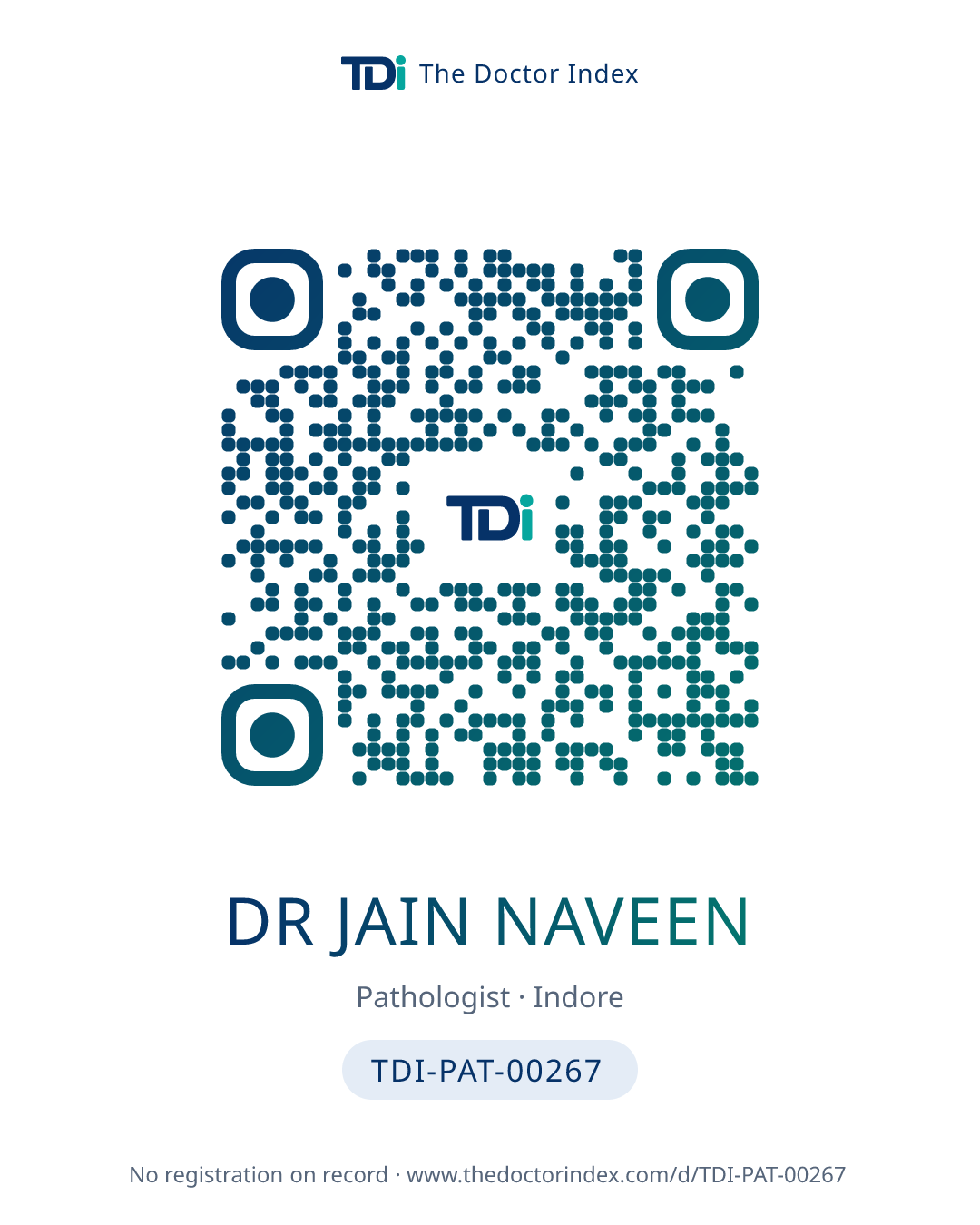 QR card for Dr Jain Naveen, TDI-PAT-00267