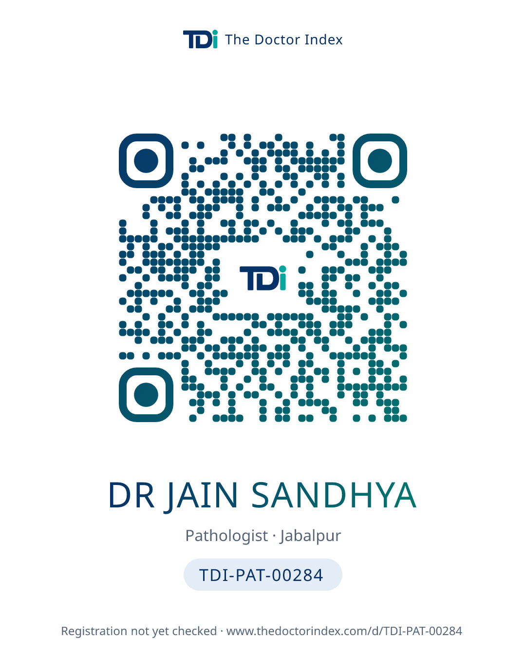 QR card for Dr Jain Sandhya, TDI-PAT-00284