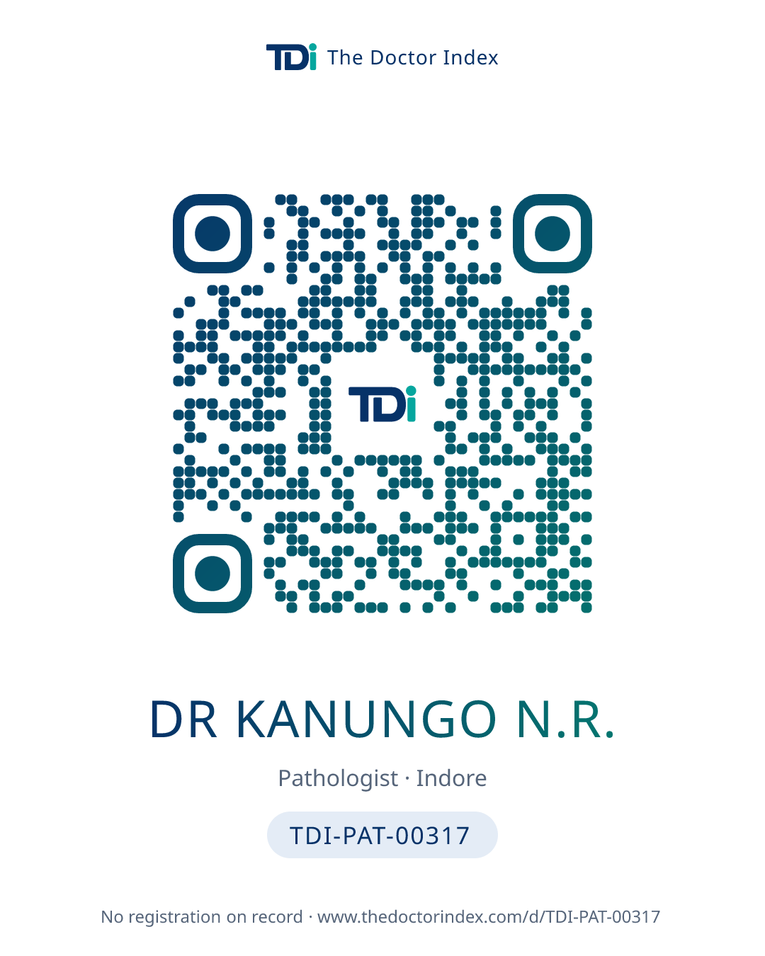 QR card for Dr Kanungo N.R., TDI-PAT-00317