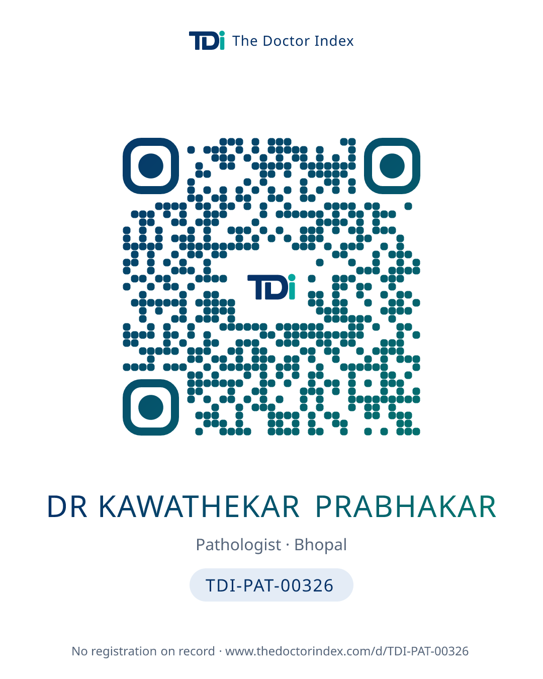 QR card for Dr Kawathekar Prabhakar, TDI-PAT-00326