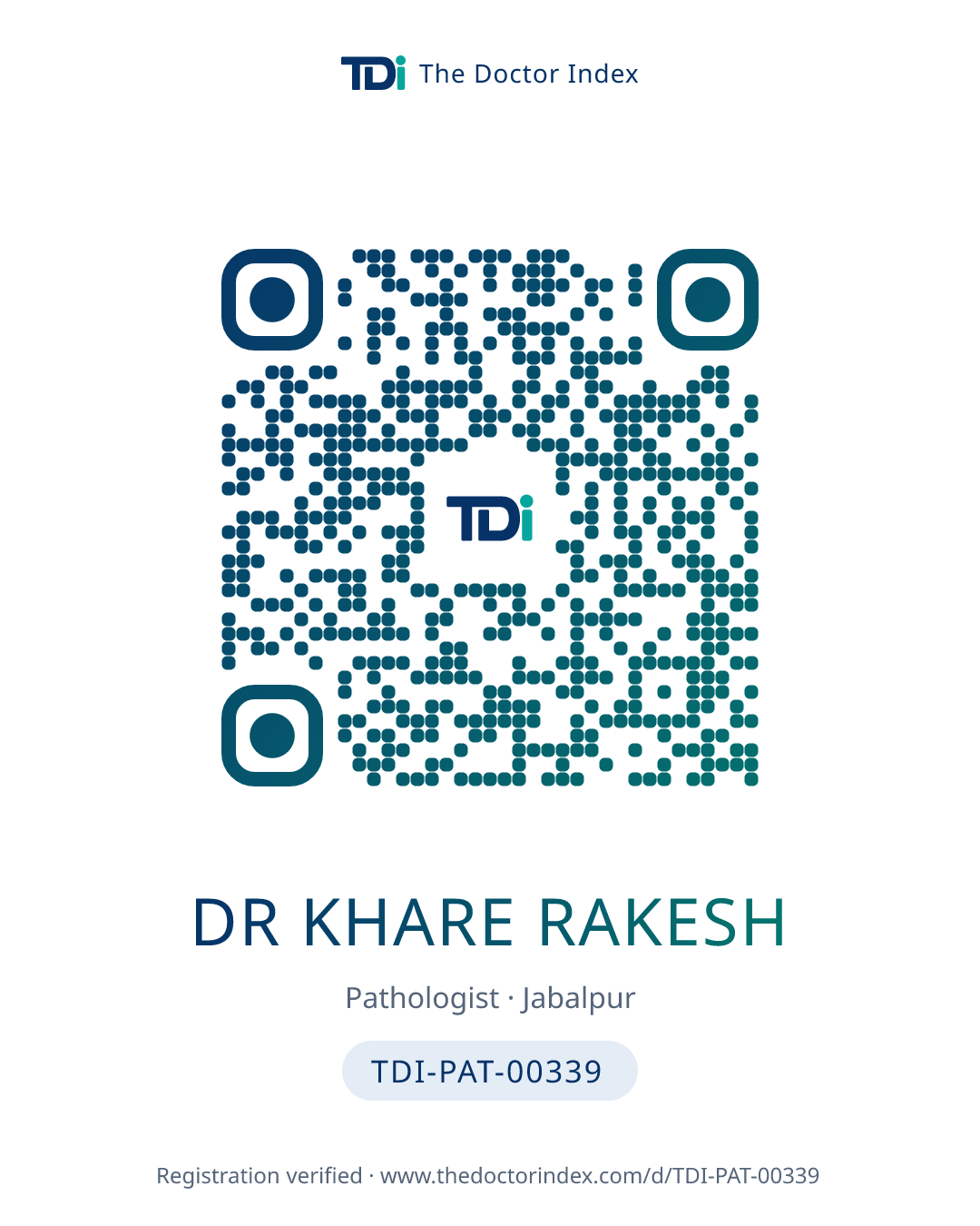 QR card for Dr Khare Rakesh, TDI-PAT-00339