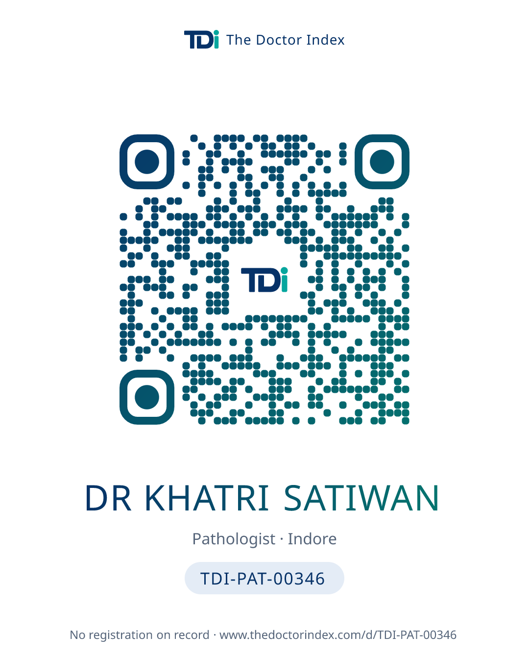 QR card for Dr Khatri Satiwan, TDI-PAT-00346