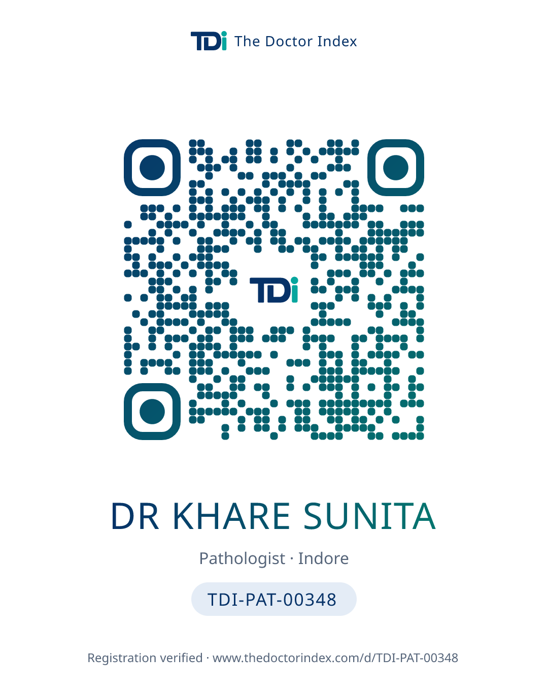 QR card for Dr Khare Sunita, TDI-PAT-00348
