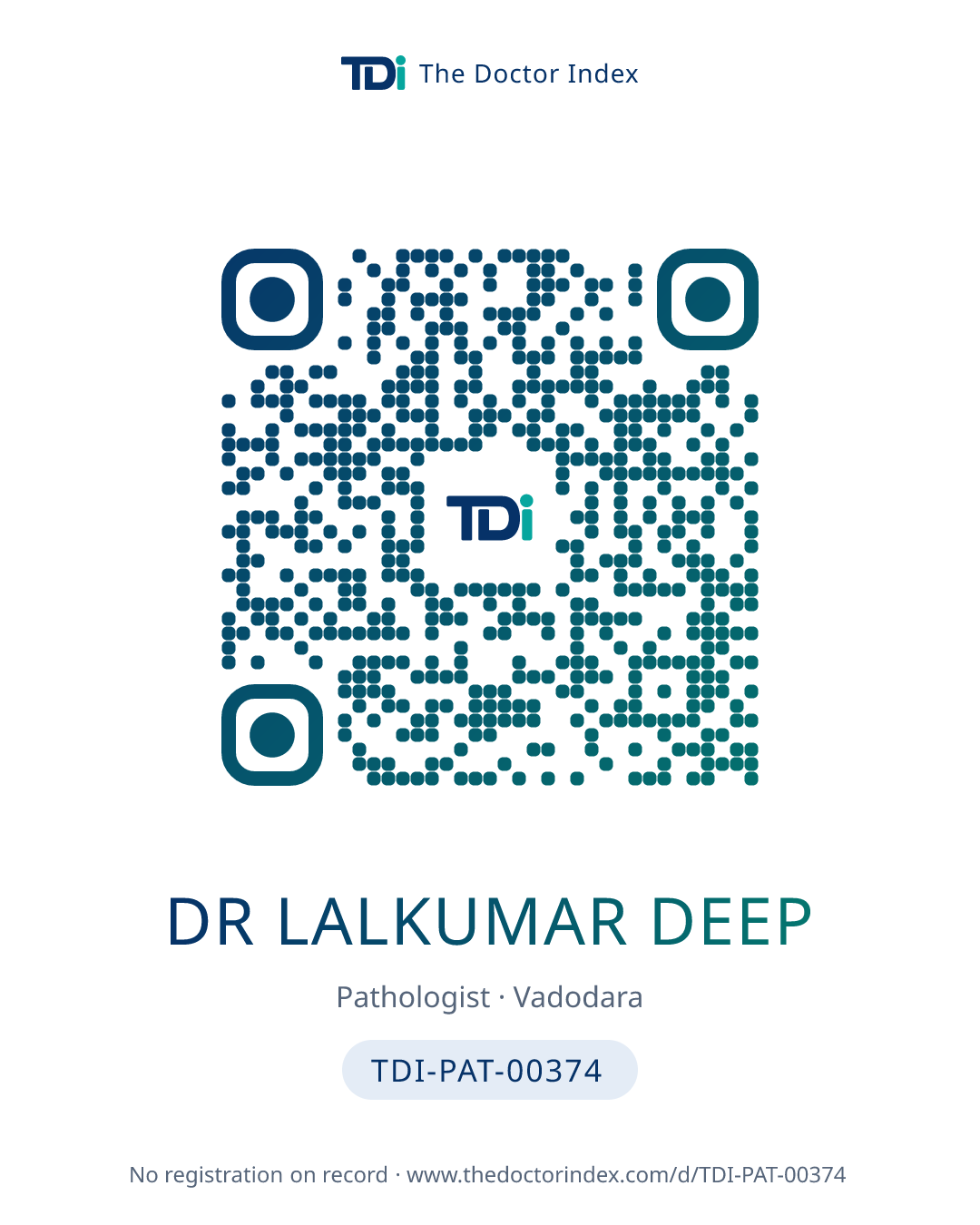 QR card for Dr Lalkumar Deep, TDI-PAT-00374