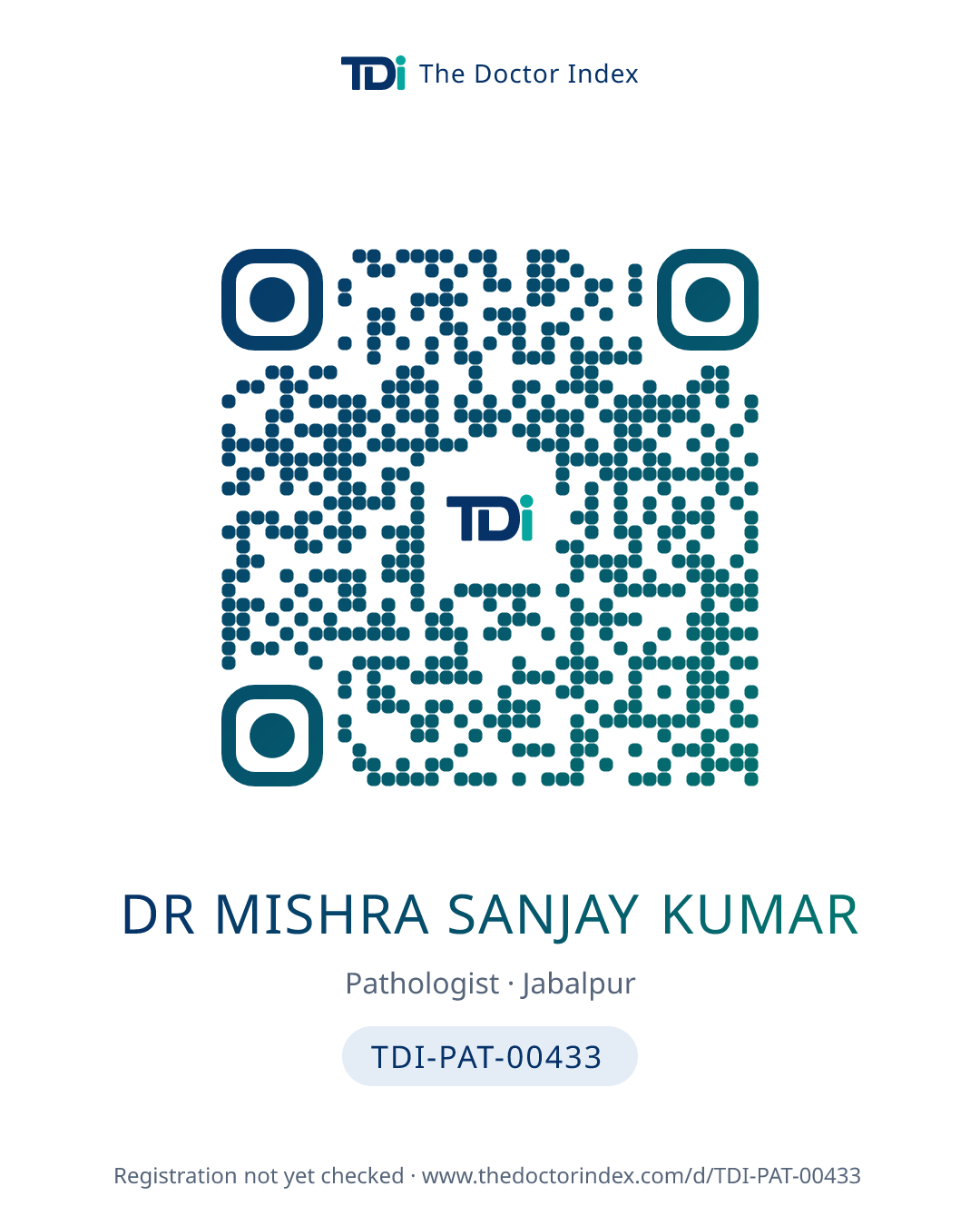 QR card for Dr Mishra Sanjay Kumar, TDI-PAT-00433