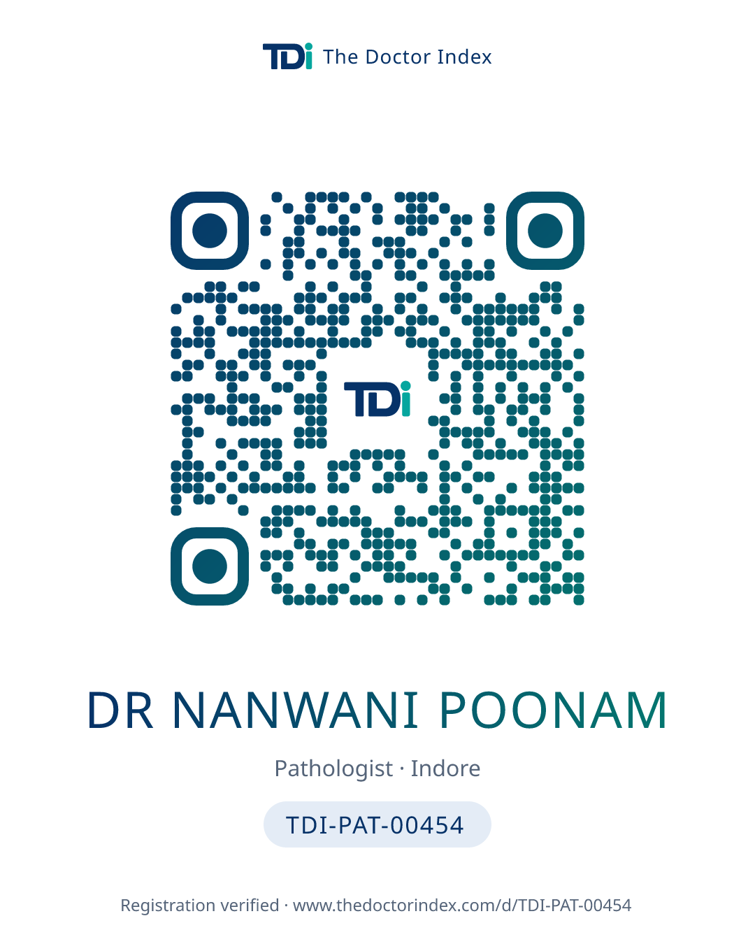 QR card for Dr Nanwani Poonam, TDI-PAT-00454